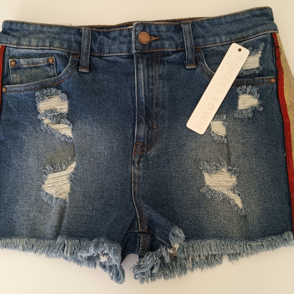 NWT, Tinseltown Rainbow Stripe Shorts, sz 9